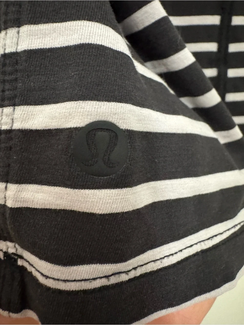 lululemon athletica Black and White Striped Short Sleeve Tee - Picture 3 of 5